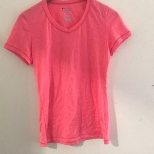Coral pink champion v neck tshirt